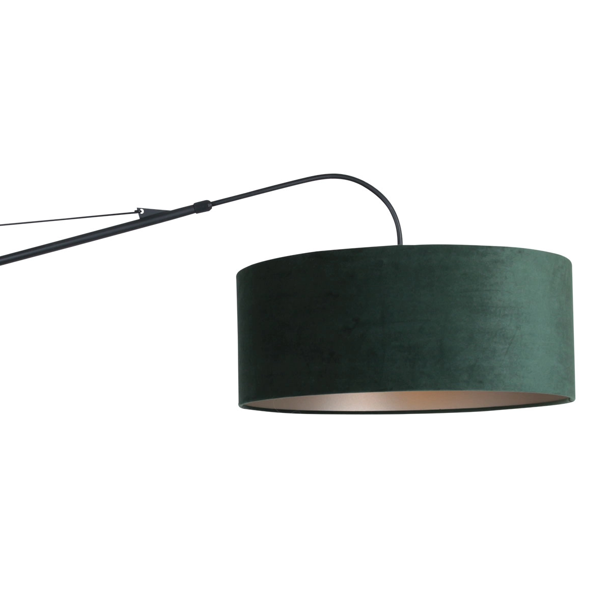 Wandlamp Elegant Classy 50cm zwart met groen velourse kap
