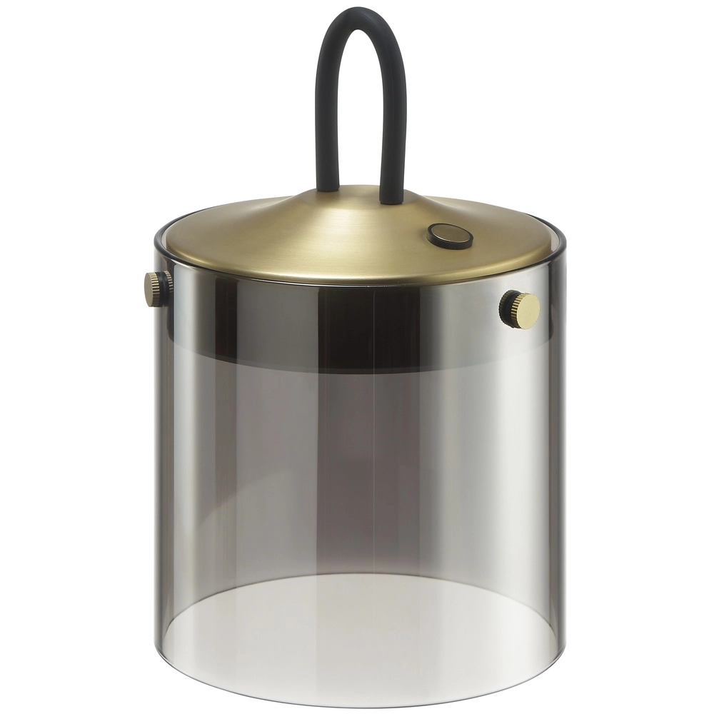 Tafellampje Lumeo messing met smoke glas Ø 13cm Brilliant 4004353463594