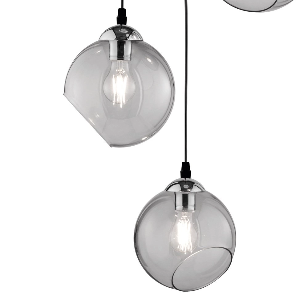 Bollamp Clooney 3x Ø20cm chroom met smoke glas Trio 4017807407648