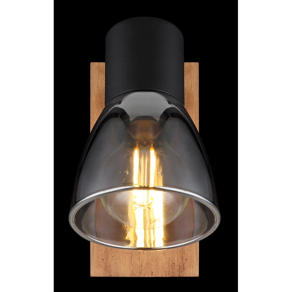 Wandlamp Claude zwart met hout Globo 9007371440207
