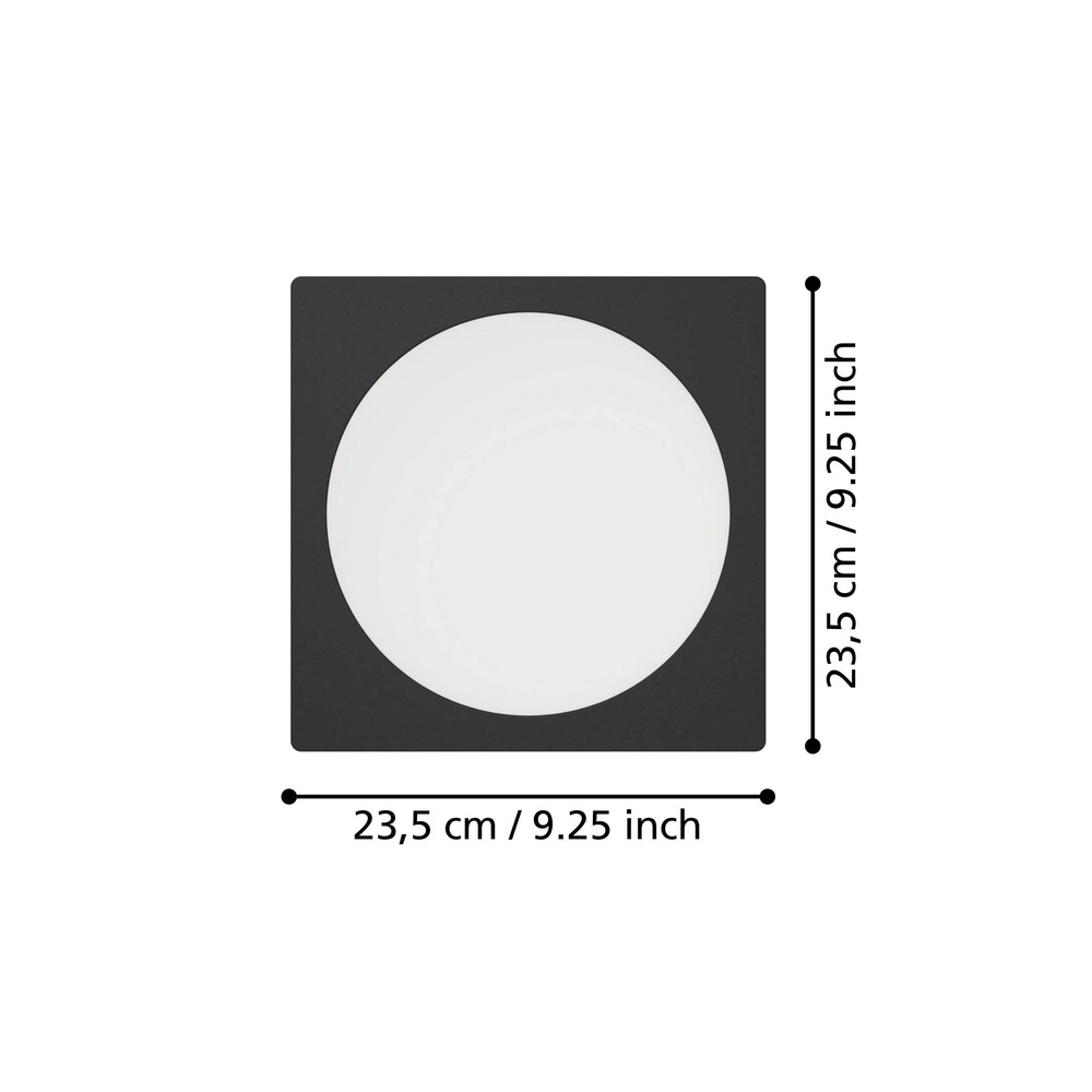 Inbouw lamp Fueva 6 vierkant - zwart - 21,6x21,6cm Eglo 9008606330737