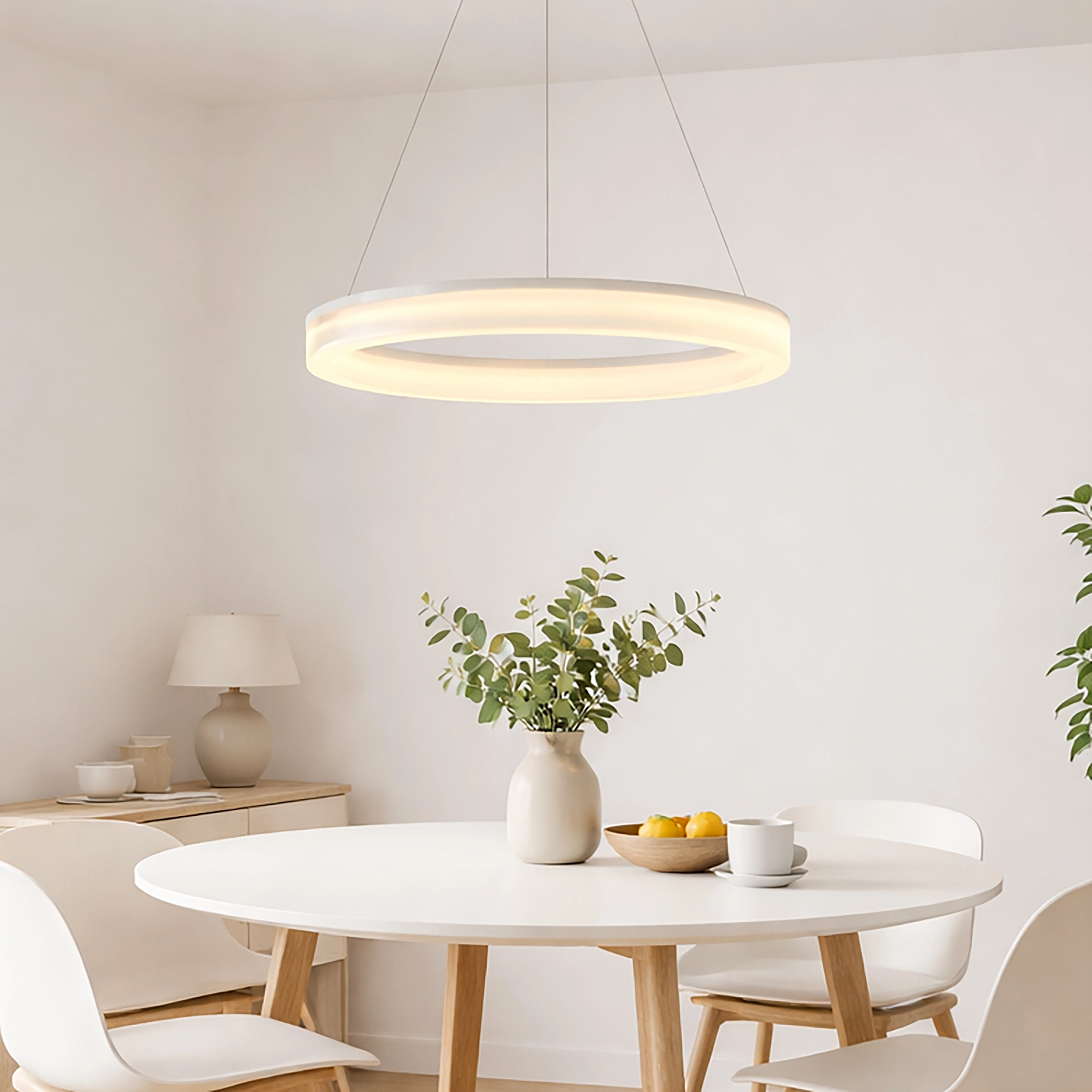 Strakke hanglamp Ara Ø 60cm wit Lyora 5053423308067