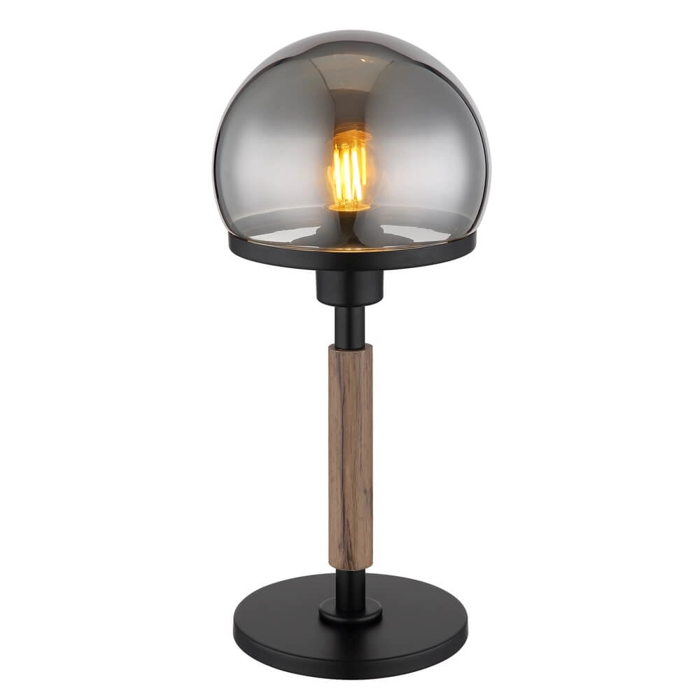 Tafellamp Haku zwart met smoke glas