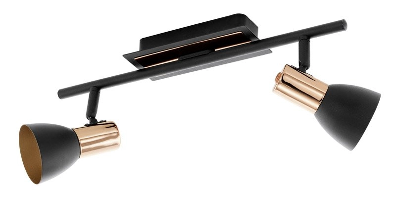 Led plafondspot Barnham led 2-lichts zwart met koper Led plafondspot Barnham led 2-lichts zwart met koper