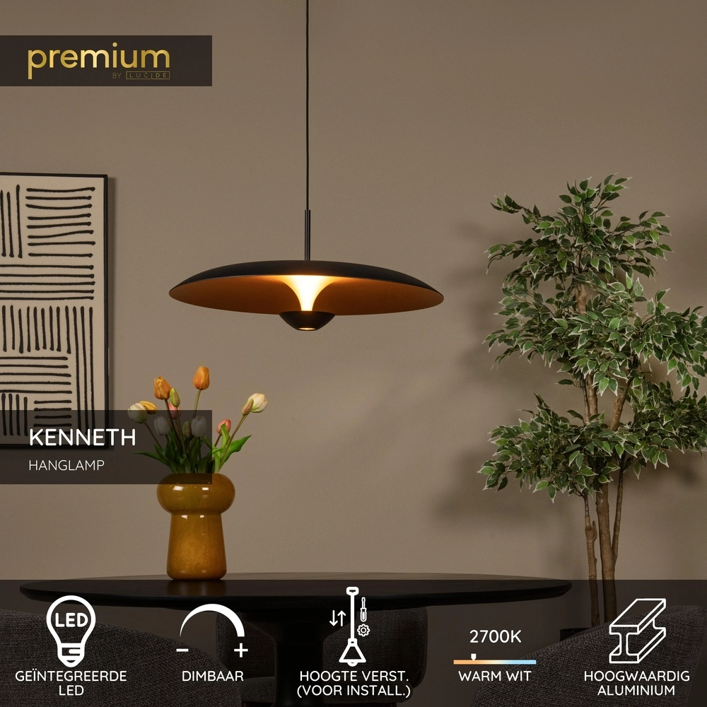 Design hanglamp Kenneth zwart Ø 60cm Premium by Lucide 5411212410443