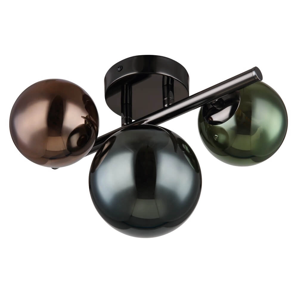 Zwarte wandlamp Riha gekleurd glas 3-lichts Globo 9007371453108