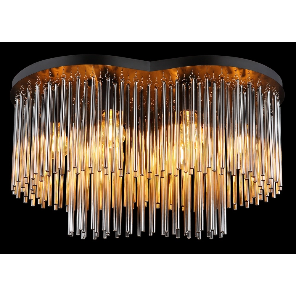 Plafondlamp Gorley zwart met glas staafjes Globo 9007371528622