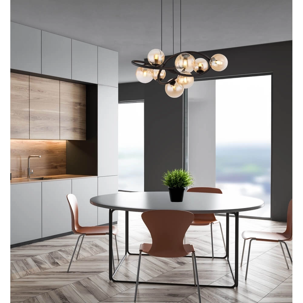 Zwarte hanglamp Tuberius design 8-lichts Globo 9007371449446