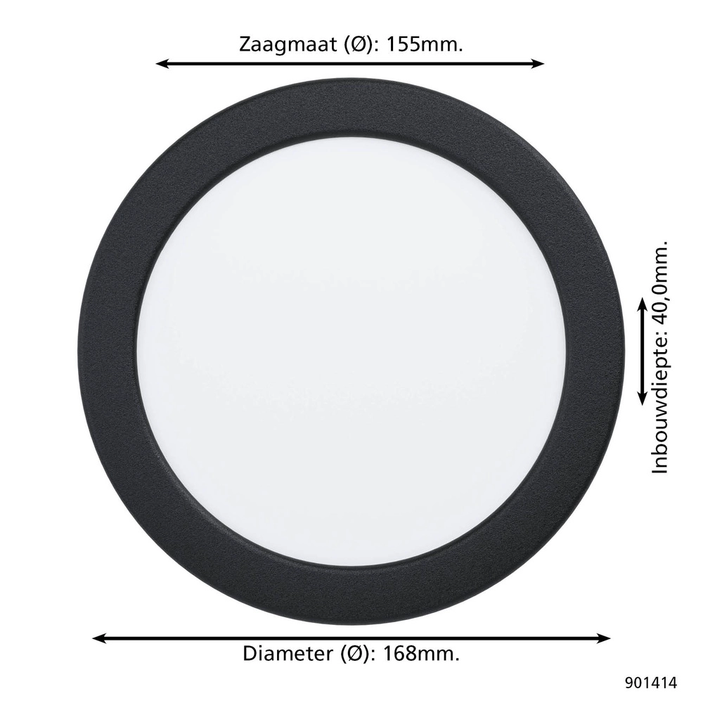 IP44 plafonnière Fueva 6 rond - zwart - Ø 16,8cm Eglo 9008606330928