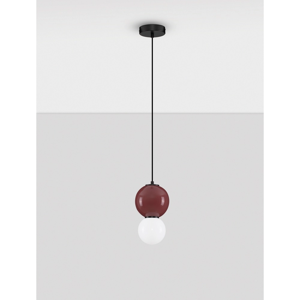 Pendant lamp Noesis Ø 15cm burgundy red with white Lyora 5212017483706