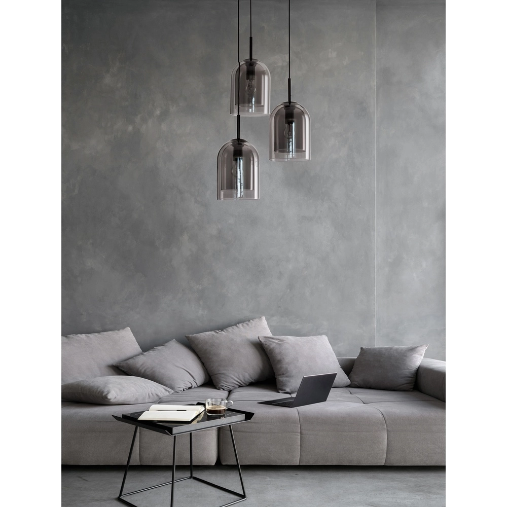 Hanglamp Velor 3-lichts zwart rond Lyora 5212017431189