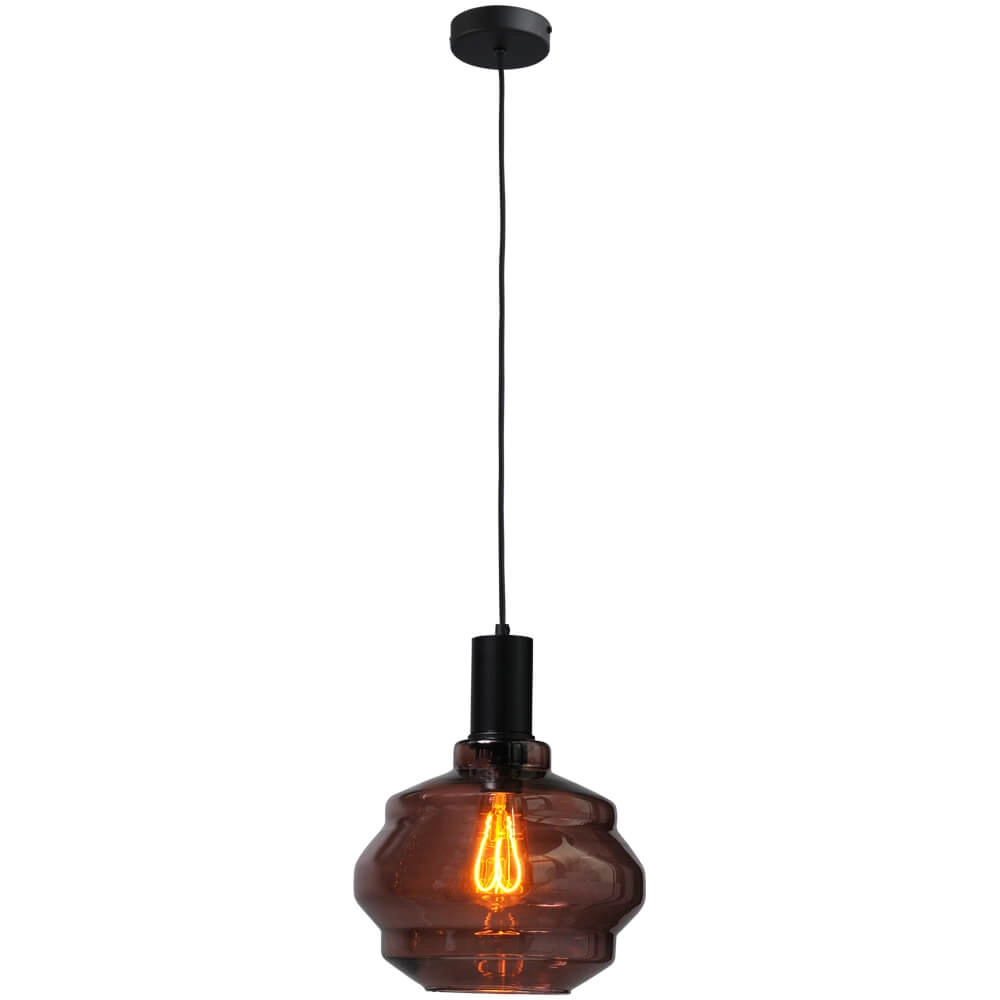 Hanglamp zwart Porto met Ball red glas - Ø 24cm Masterlight 8718121269276
