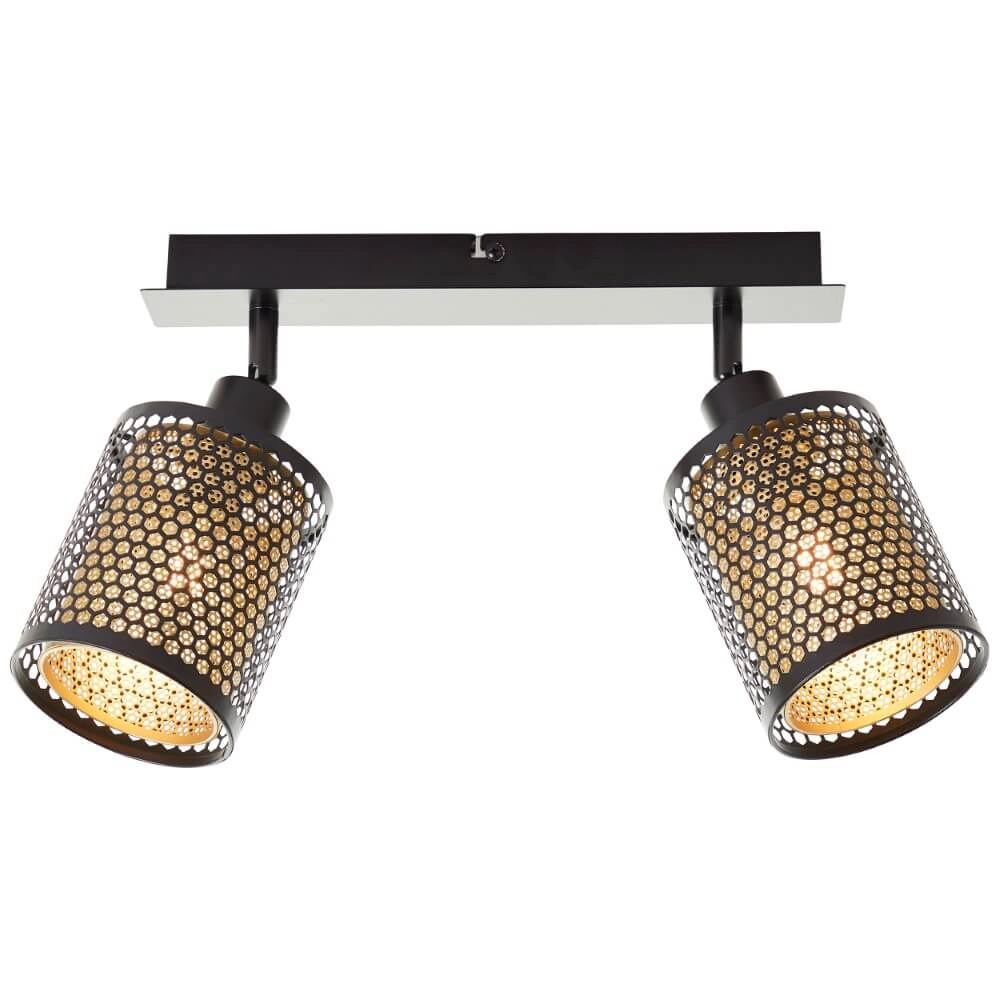 2-lichts plafondlamp Cheval zwart met goud 2-lichts plafondlamp Cheval zwart met goud