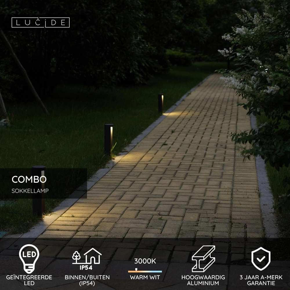 Design padverlichting Combo 25cm zwart Lucide 5411212271280