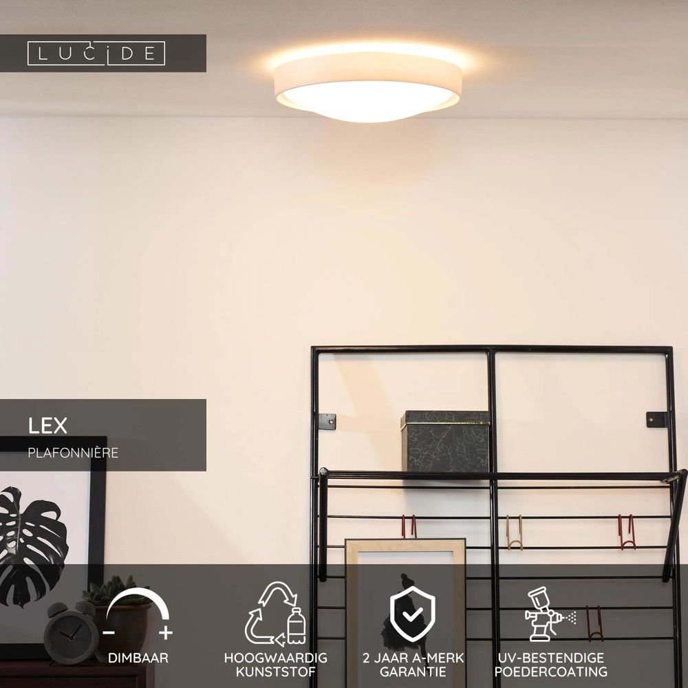 Plafonniere Lex Ø 33cm wit Lucide 5411212082329