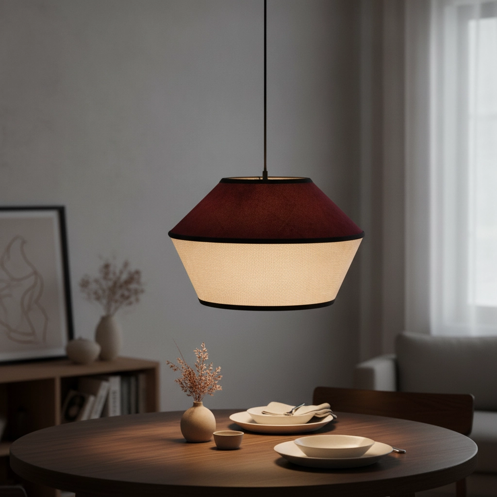 Hanglamp Veliss wit met bordeaux rood