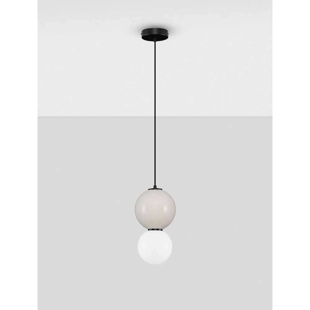 Hanglamp Noesis Ø 18cm licht grijs met wit Lyora 5212017483652
