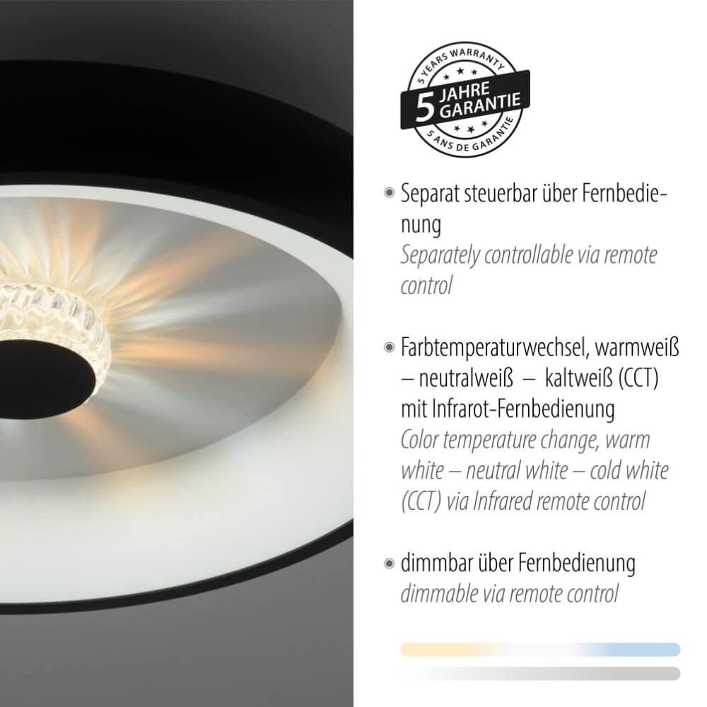Ronde plafondlamp Vertigo zwart Ø 46,5cm Just Light 4043689994723