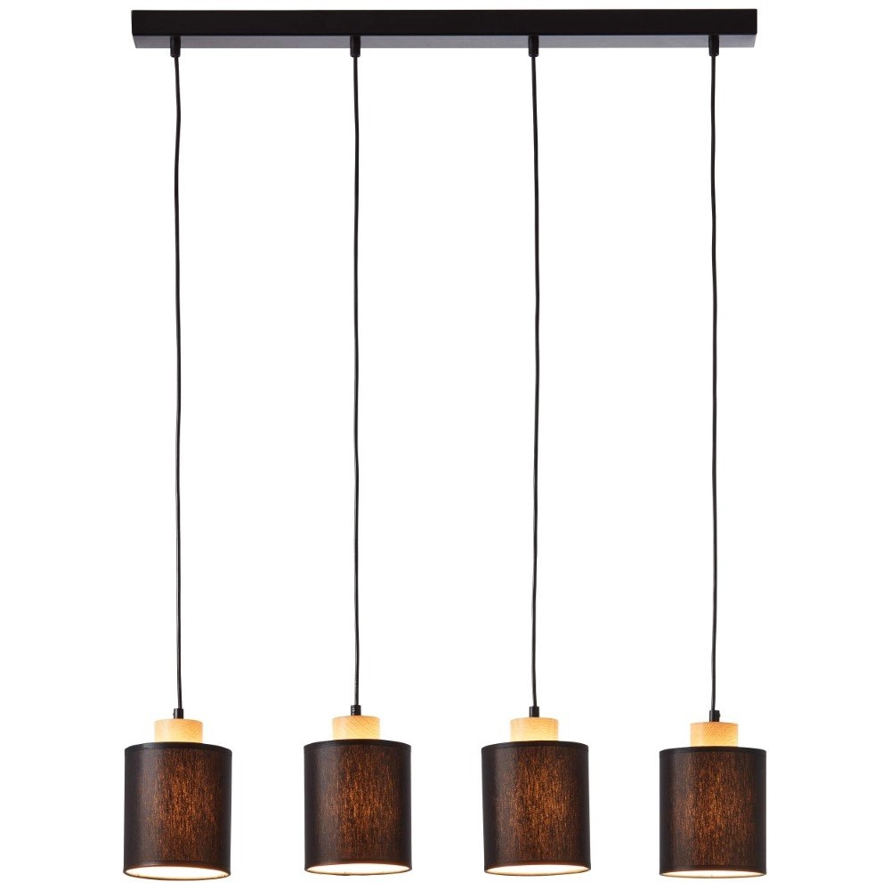 4-lichts hanglamp Vonnie zwart met hout