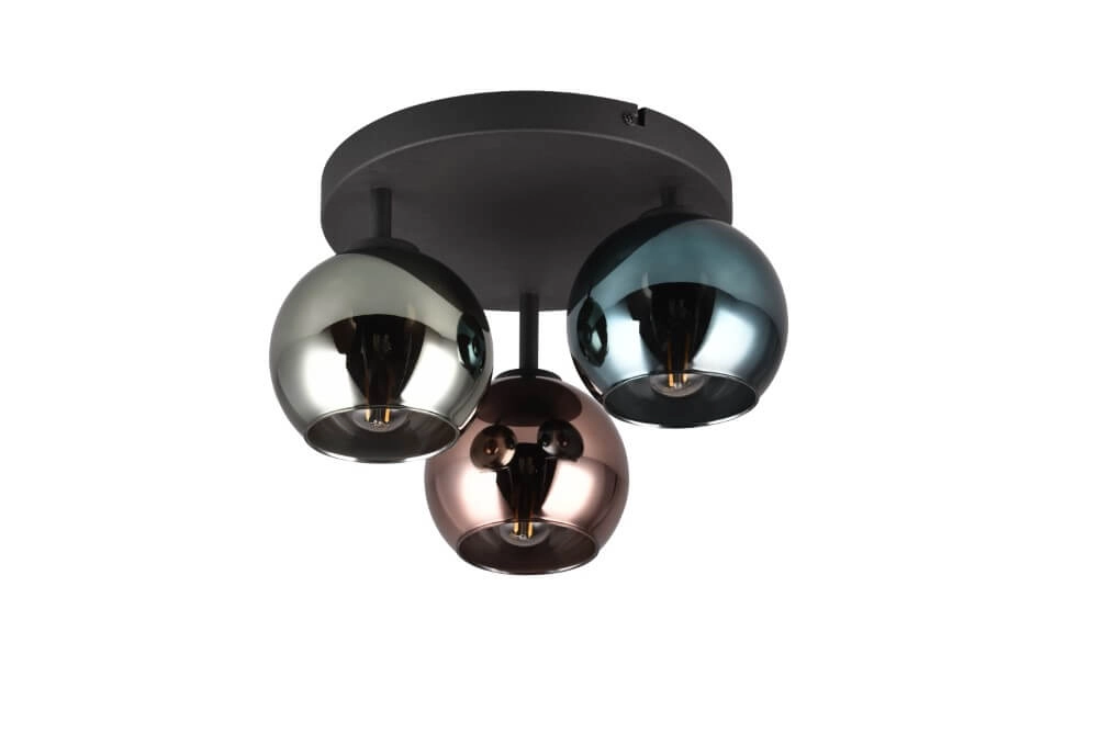 Design plafondlamp Sheldon zwart met smoke glas