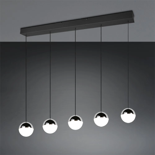 5-lichts hanglamp Senta chroom
