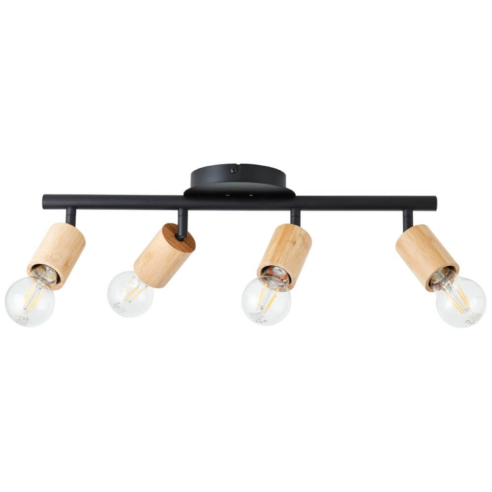 4-lichts plafondlamp Tiffany zwart met hout Brilliant 4004353406492