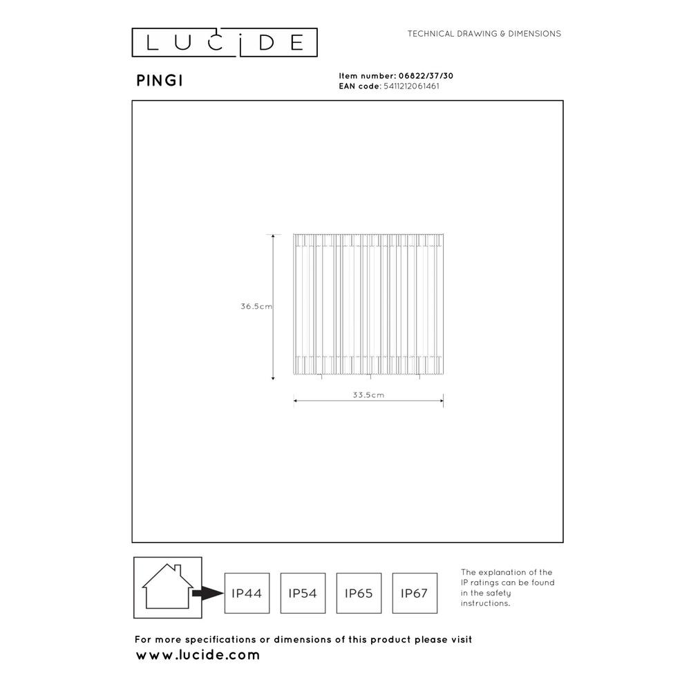 Oplaadbare vloerlamp Pingi zwart 36,5 x Ø 33,5cm Lucide 5411212061461