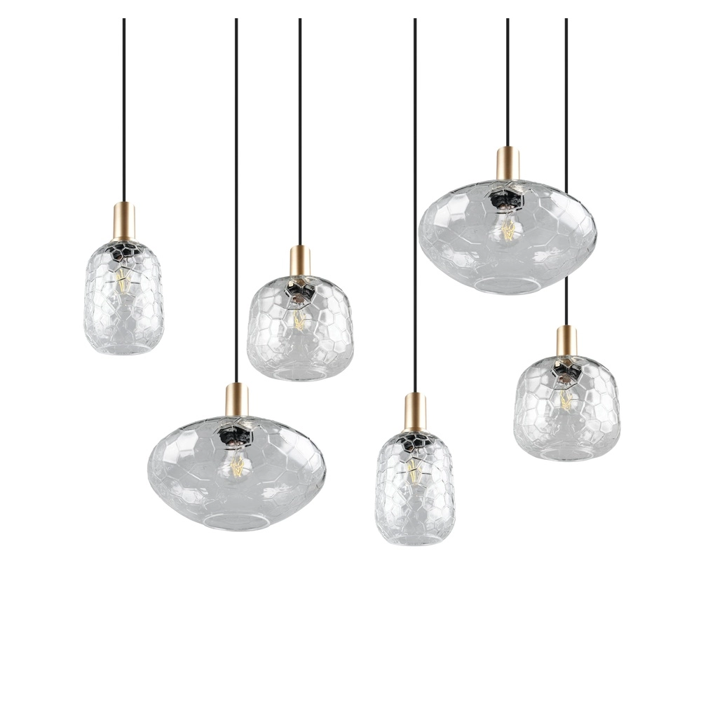 6-lichts hanglamp Emelie goud met smoke glas Trio 4017807702576