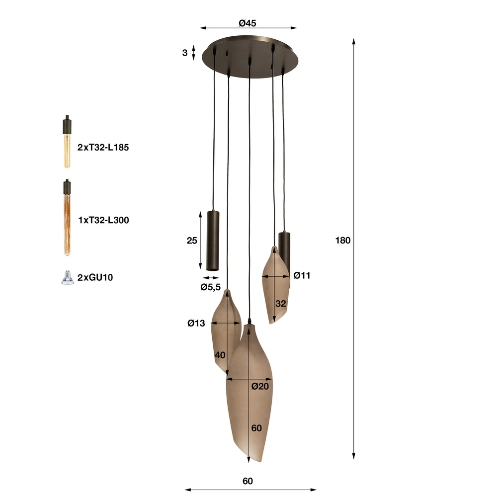 Moderne hanglamp Cocoon sienna bruin met frosted glas Lyora 8716803515109