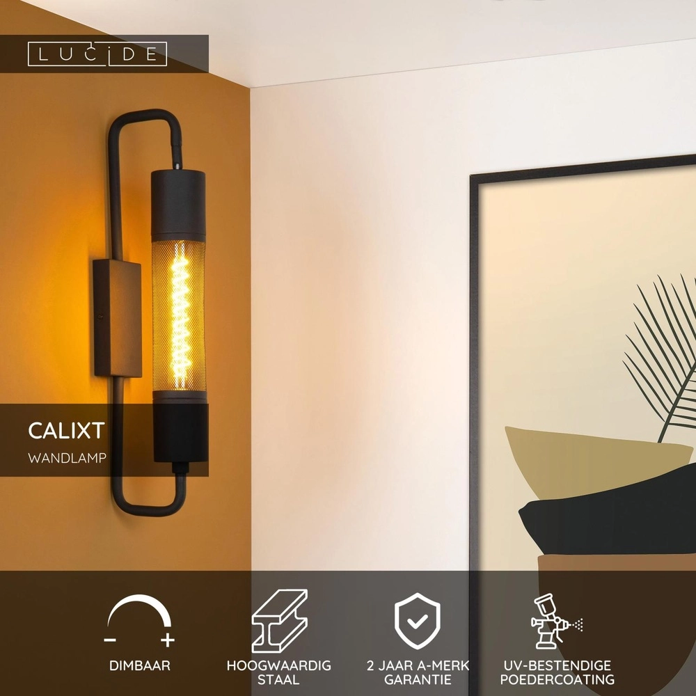 Design wandlamp Calixt zwart Lucide 5411212051462