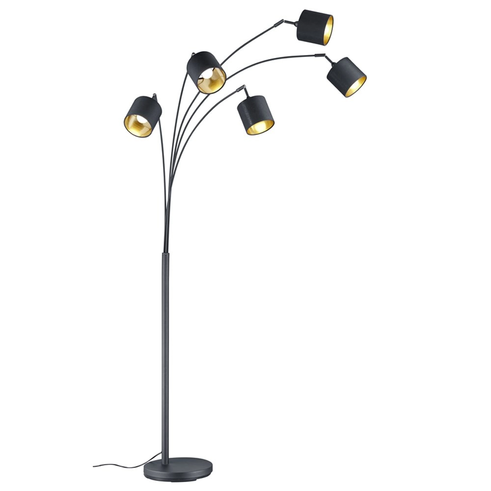 Design schemerlamp Tommy 5-lichts zwart met goud