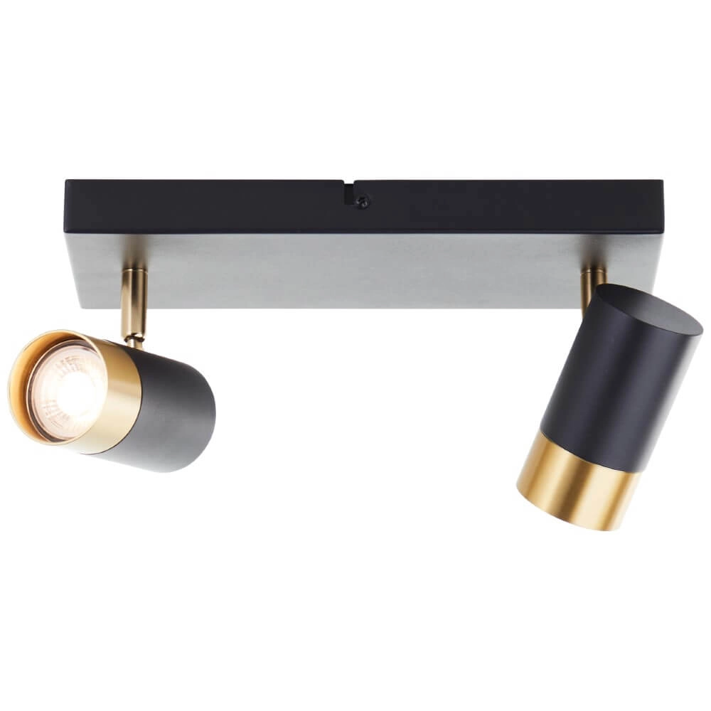 2-lichts opbouwspot Vigolo zwart met goud Brilliant 4004353441325