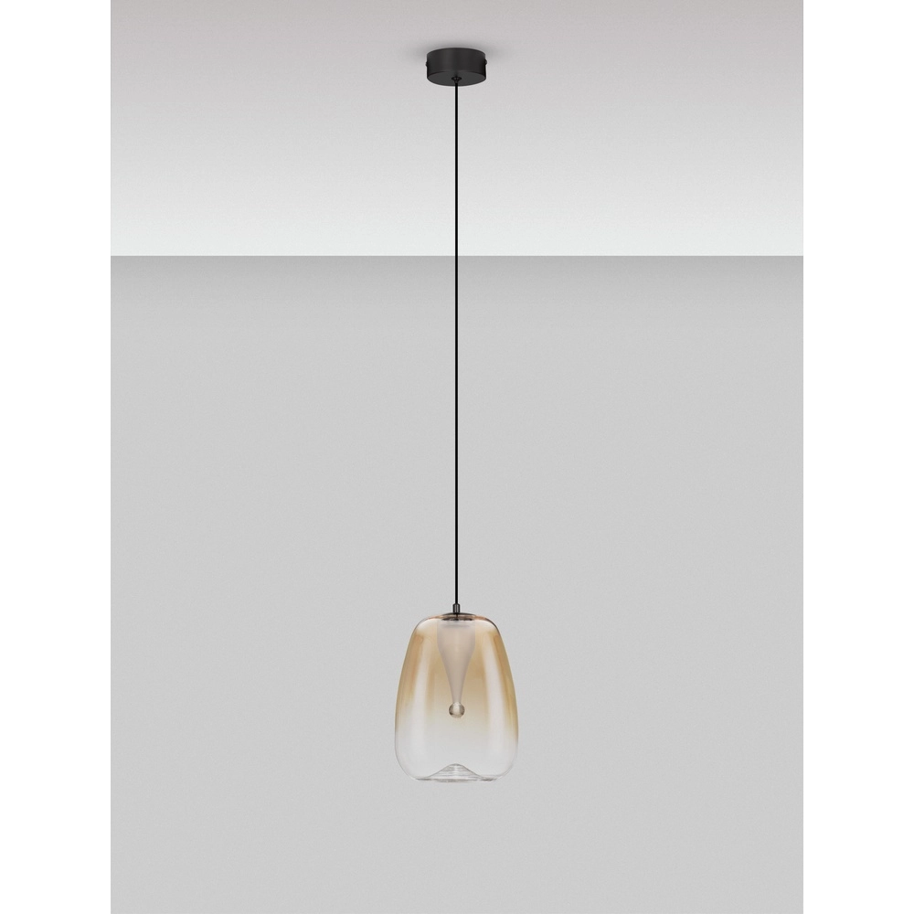Design hanglamp Oblo 1-lichts amber glas Lyora 5212017474094