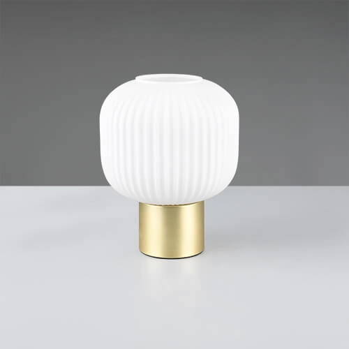 Trendy tafellamp Diva goud met wit glas Trio 4017807614534