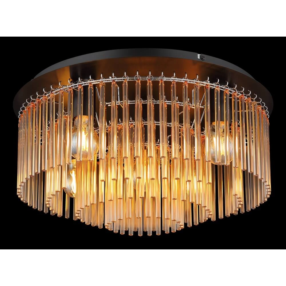 Zwarte plafondlamp Gorley met amberglas Ø 50cm Globo 9007371478002