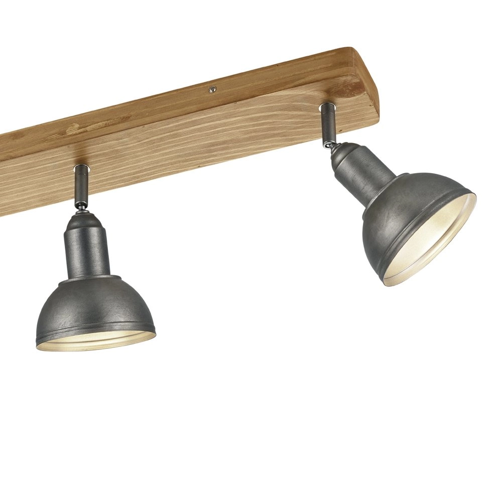 Houten plafondlamp Delhi 3-lichts spots antiek zilver Trio 4017807430219