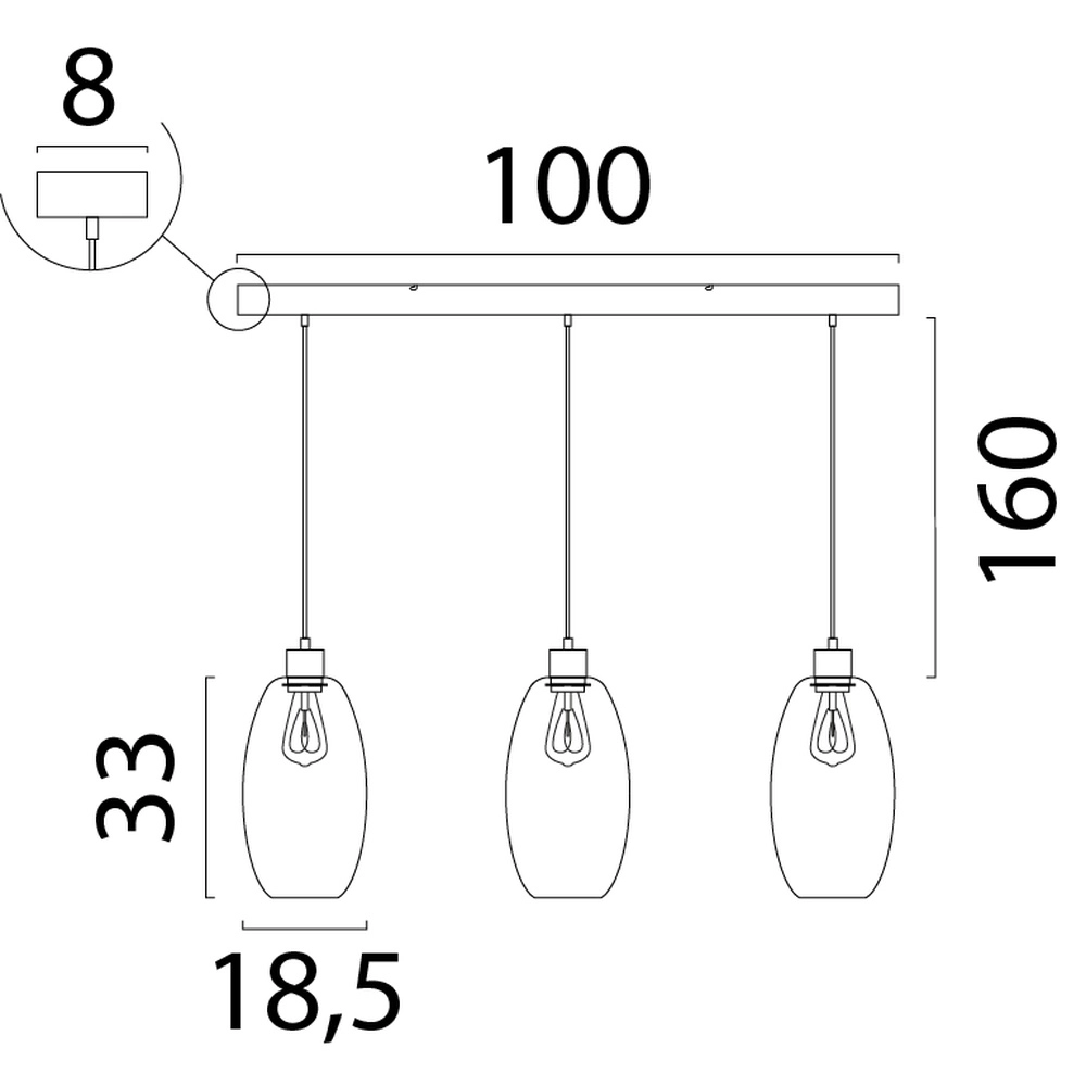 Glazen hanglamp Olive 3x Ø 18,5cm - cacao Masterlight 8718121397696