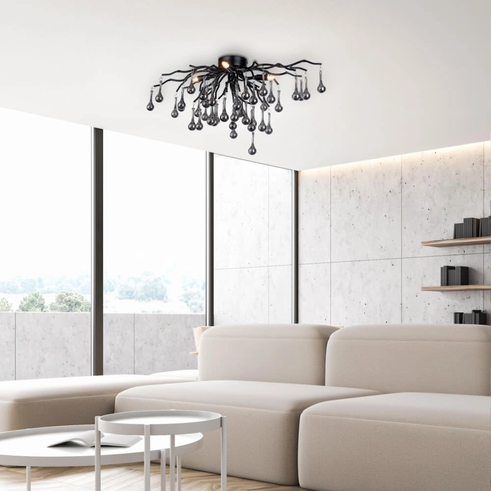 Kroonluchter Icicle zwart 60cm Paul Neuhaus 4012248377574