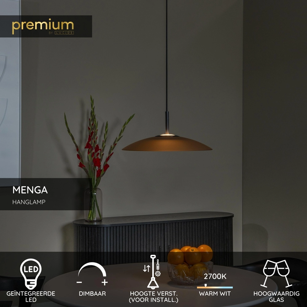 Strakke hanglamp Menga Ø 40cm amber glas Premium by Lucide 5411212251190