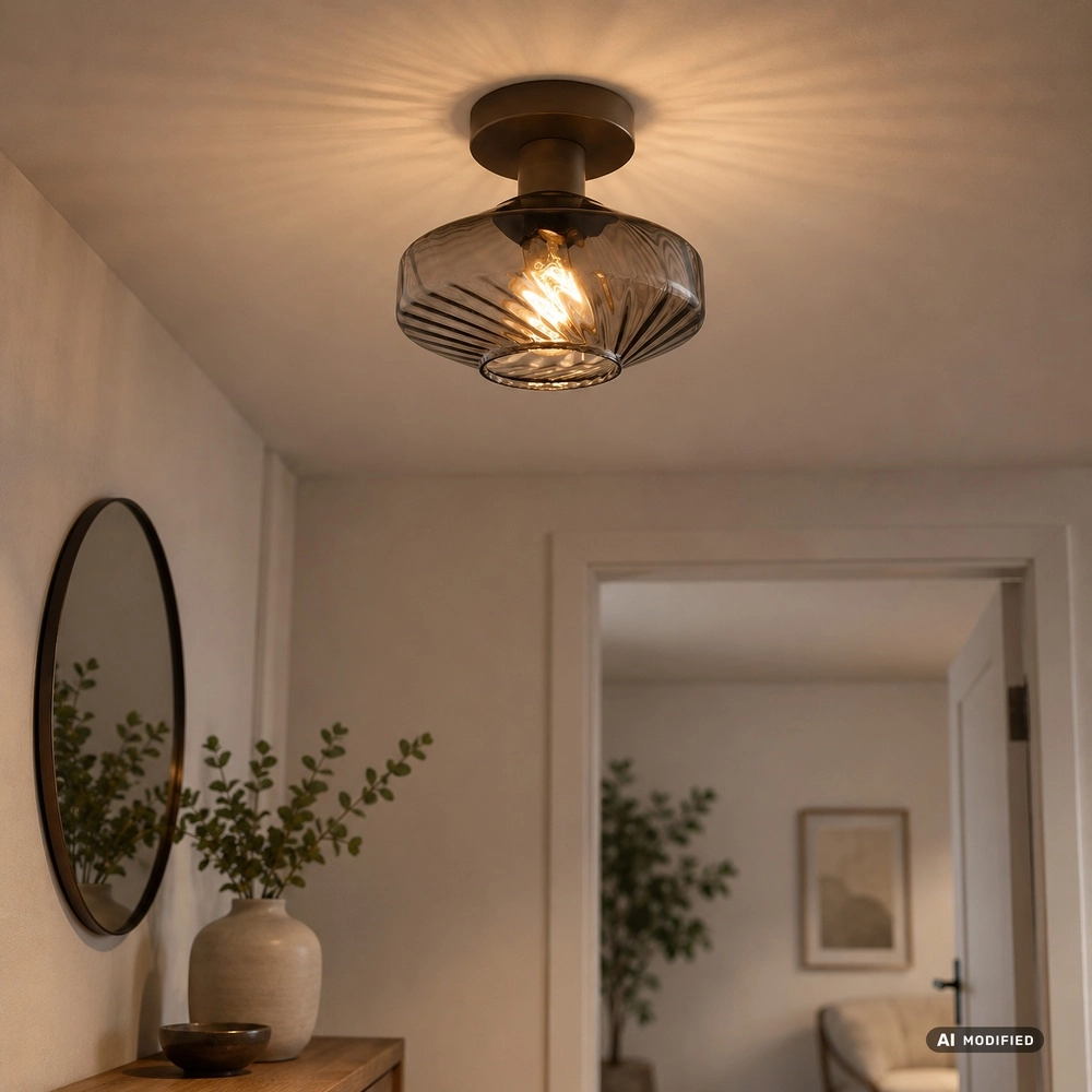 Unieke plafondlamp Lyn koffie bruin Ø 28cm Brilliant 4004353477027