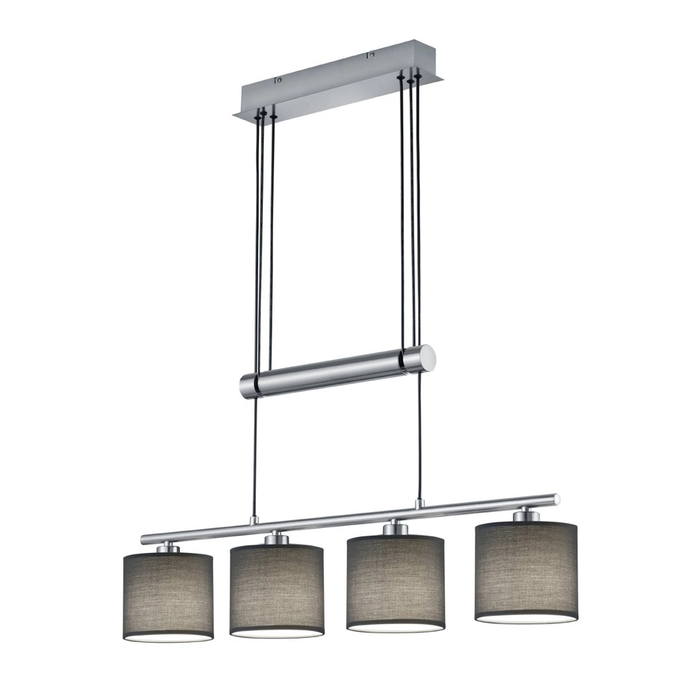 Hanglamp Garda 4-lichts nikkel mat met antraciet