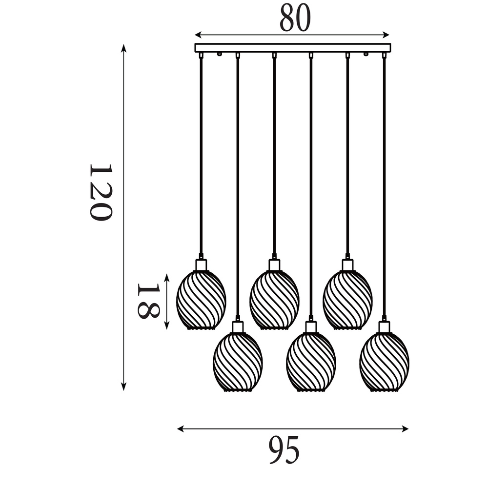 Hanglamp Radiance 6-lichts goud Searchlight 5053423306407