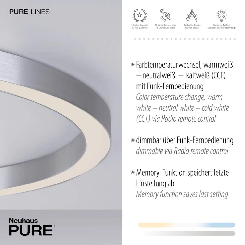 Ronde vloerlamp Pure Lines Round Ø 70cm aluminium Paul Neuhaus 4012248373538