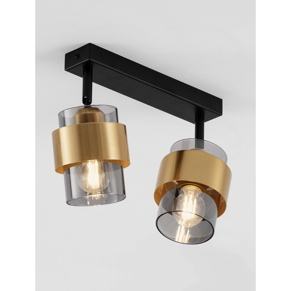 Plafondlamp Sianna 2-lichts zwart met goud