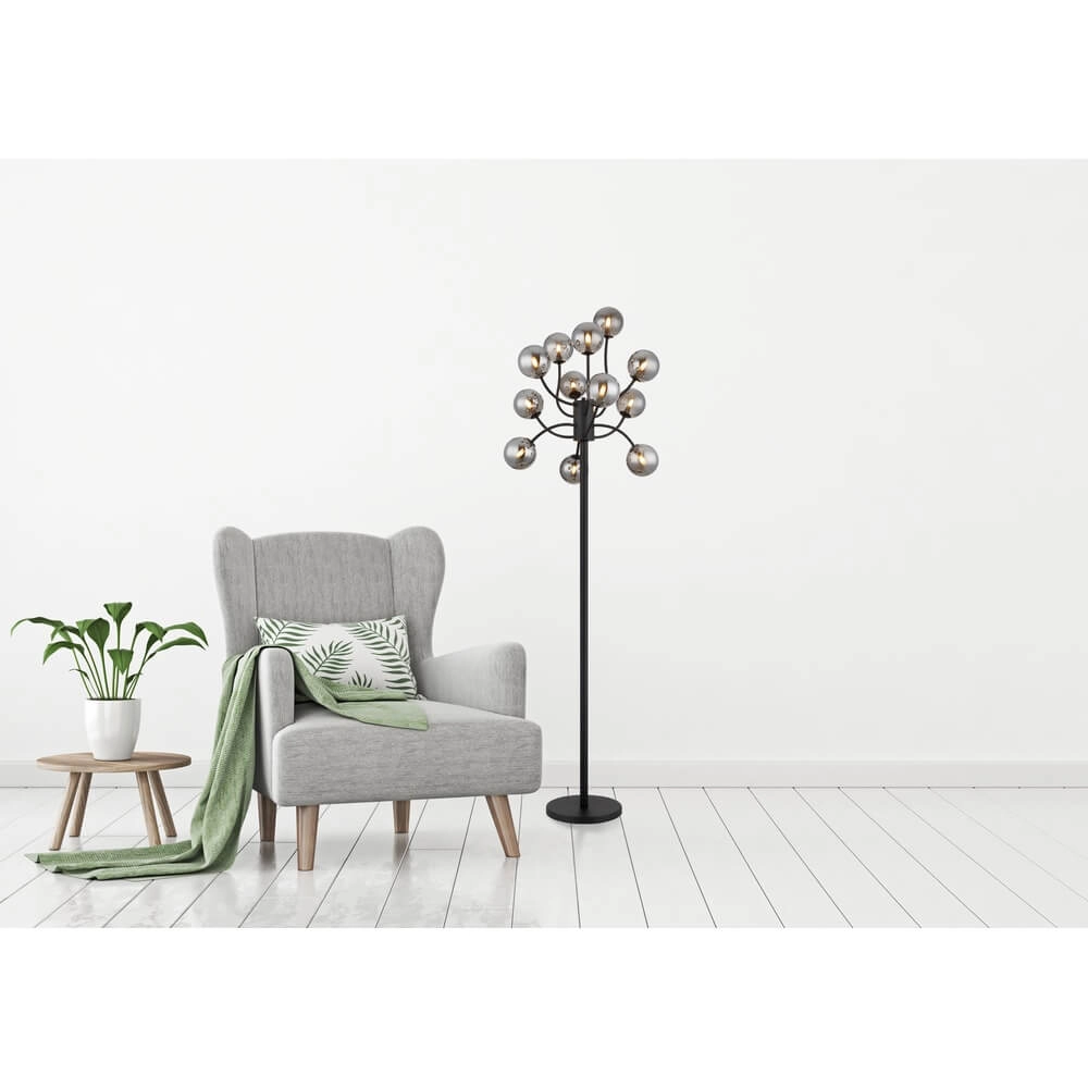 Zwarte vloerlamp Riha 12-lichts Globo 9007371468515