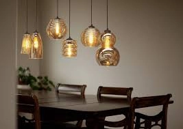 8-lichts hanglamp Quinto 8 zwart met amber glas Masterlight 8718121216669