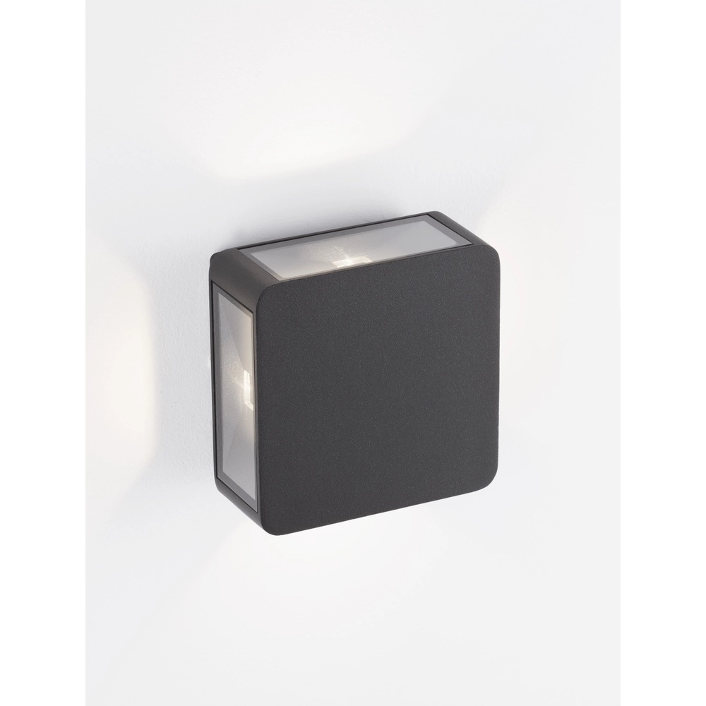 Vierkante wandlamp Serika antraciet