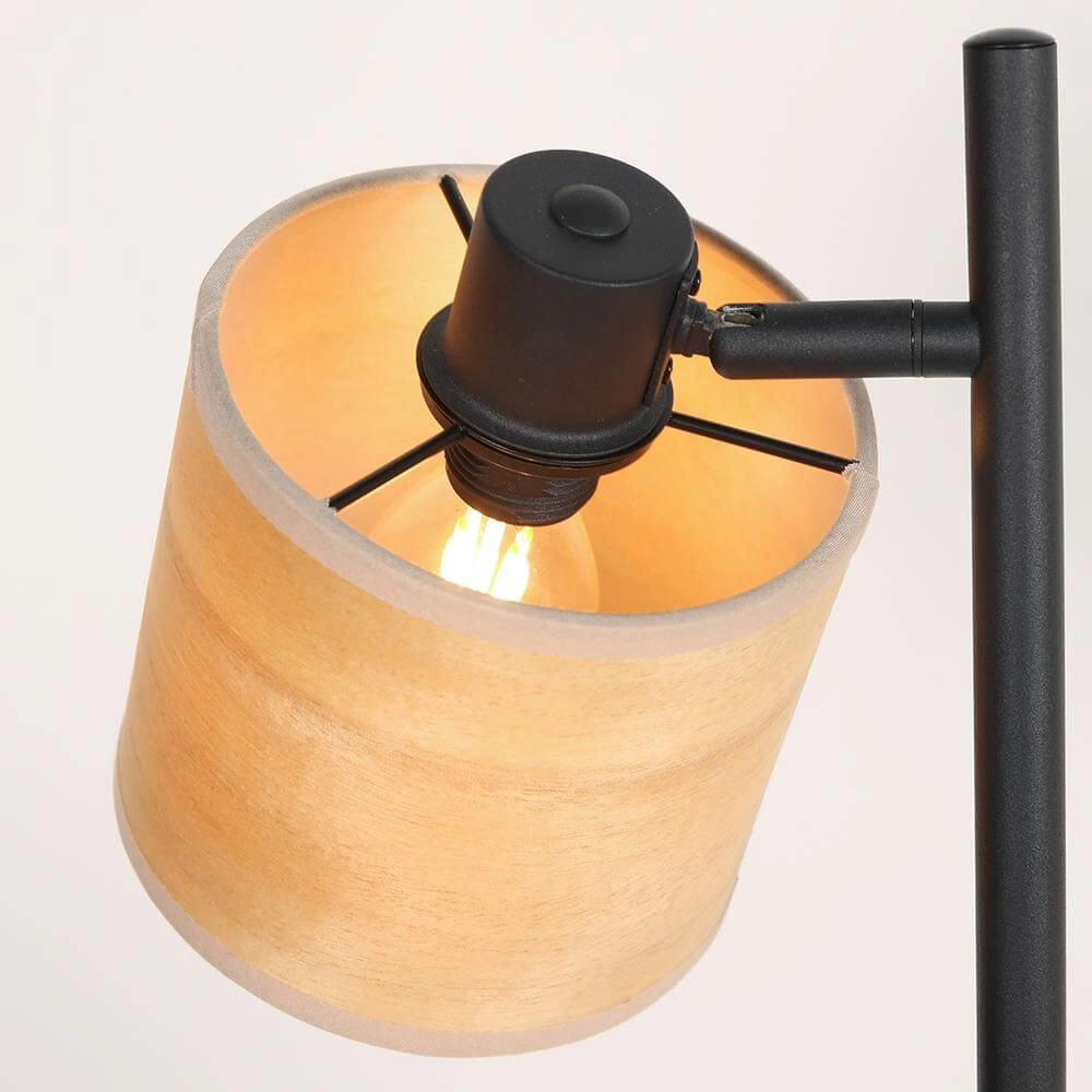 Vloerlamp Bambus zwart met bamboe 2-lichts Steinhauer 8712746171457