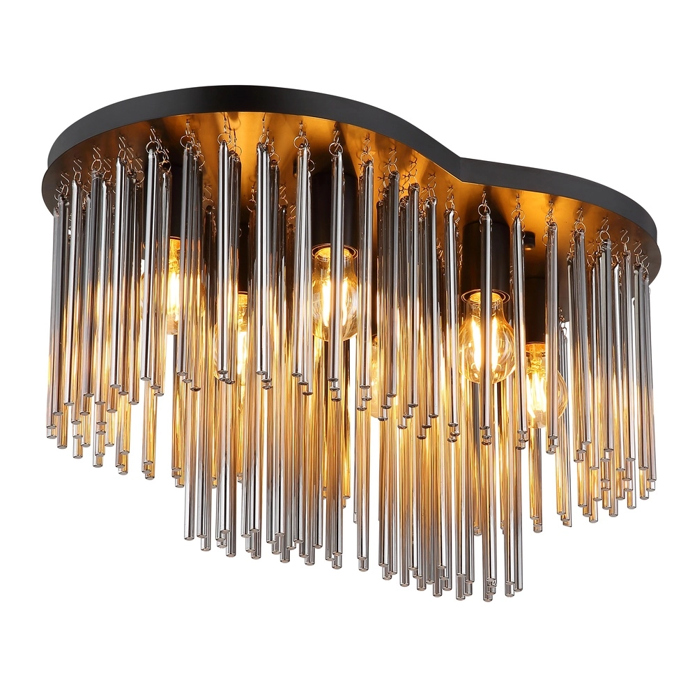 Plafondlamp Gorley zwart met glas staafjes