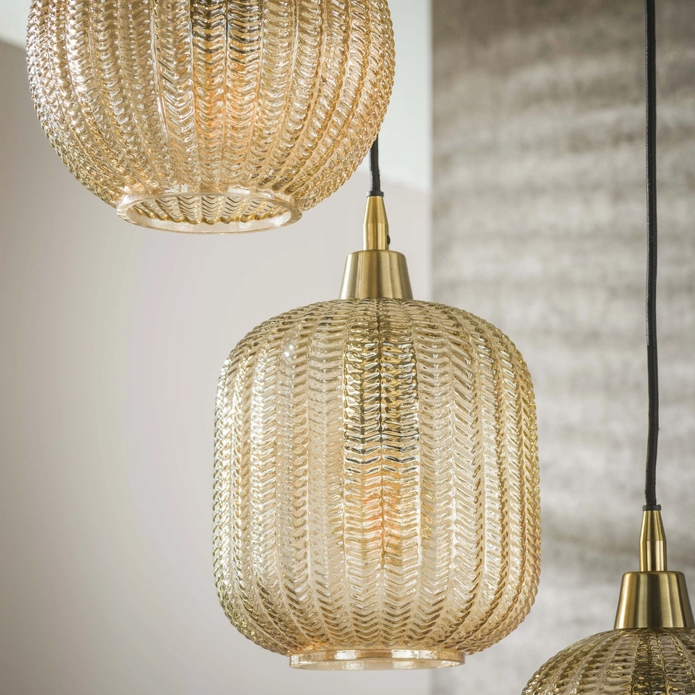 Eetkamer hanglamp V-Shape 5-lichts - geribbeld glas Lyora 8716803511156